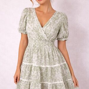 Taylor Sage Green Floral Midi Dress